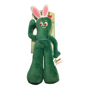 Gumby Easter Bunny 11" Plush Squeak Character Green White Bunny Ears